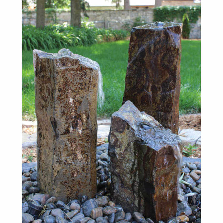 Basalt Rustic Triple Fountain Set