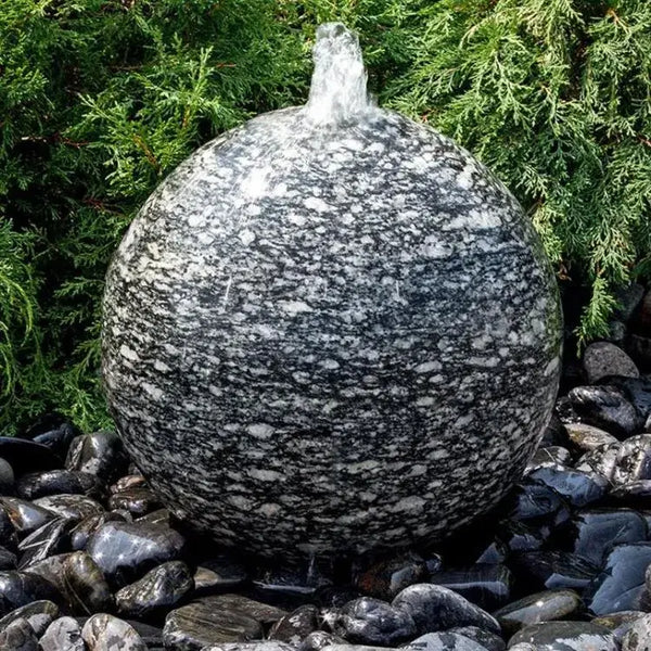 Blue Thumb - 16" Speckled Granite Sphere Fountain Kit - spherical ball shape