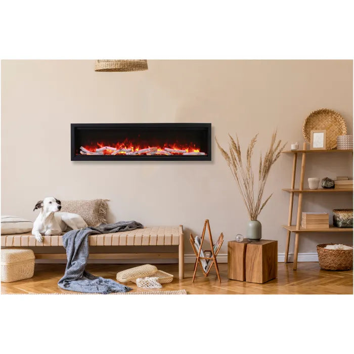 Amantii - Symmetry Bespoke - Clean Face Indoor/Outdoor Electric Fireplace, with logs