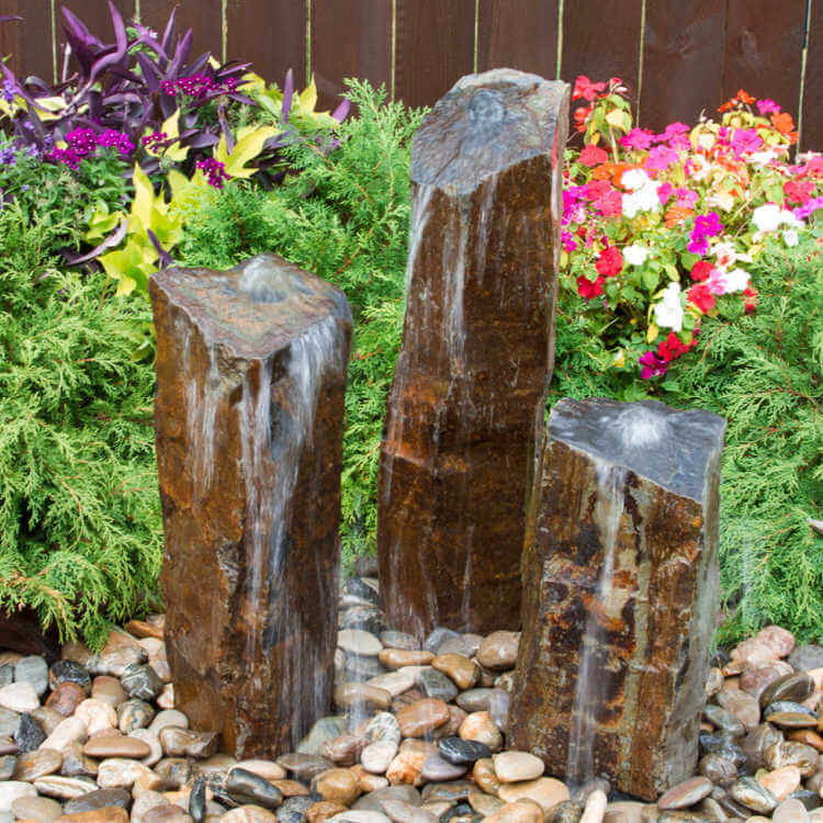 Blue Thumb - Triple Rustic Basalt Fountain Kit – Yardjoyment