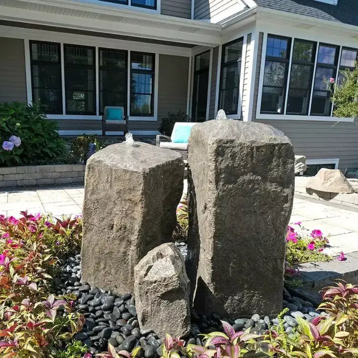 Blue Thumb - Watershed Tall Double Fountain with Accent Rock