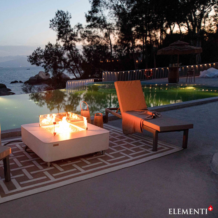 Elementi Plus Annecy marble Porcelain Fire Table - Burning