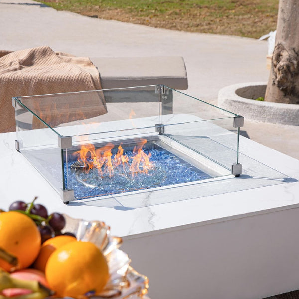 Elementi Plus Annecy marble porcelain fire table OFP101BW