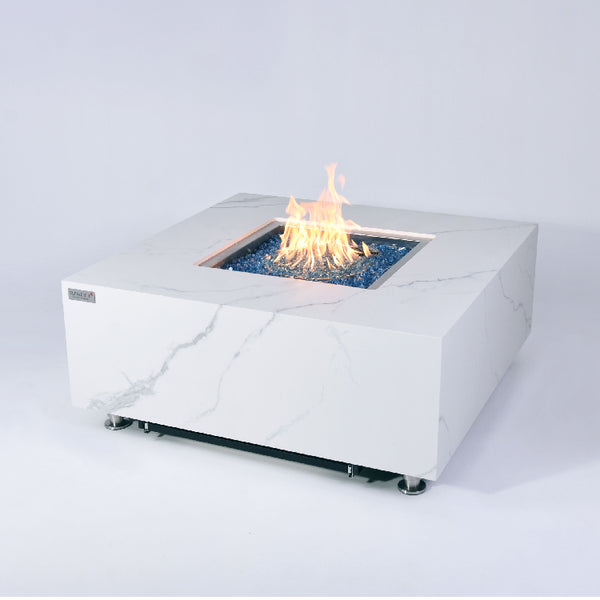 Elementi Plus Bianco Marble Porcelain Fire Table OFP103BW