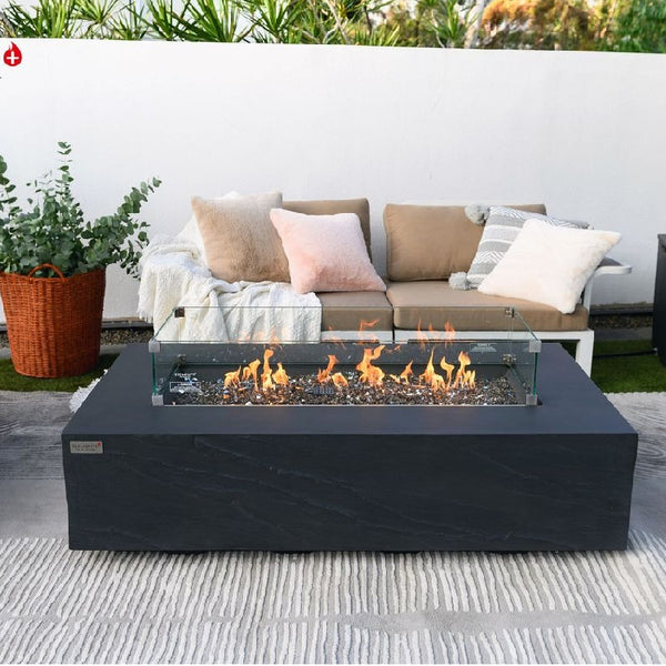Elementi Plus Cape Town Fire Table - Burning with Wind Screen - Slate