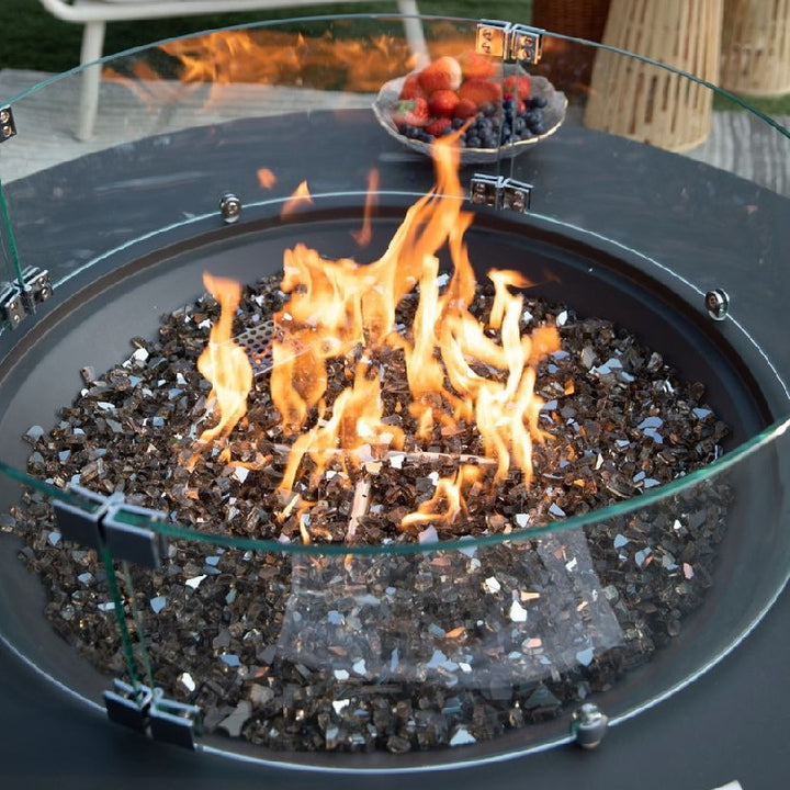 Elementi Plus Nimes Fire Table Close Up - Bronze Fire Glass