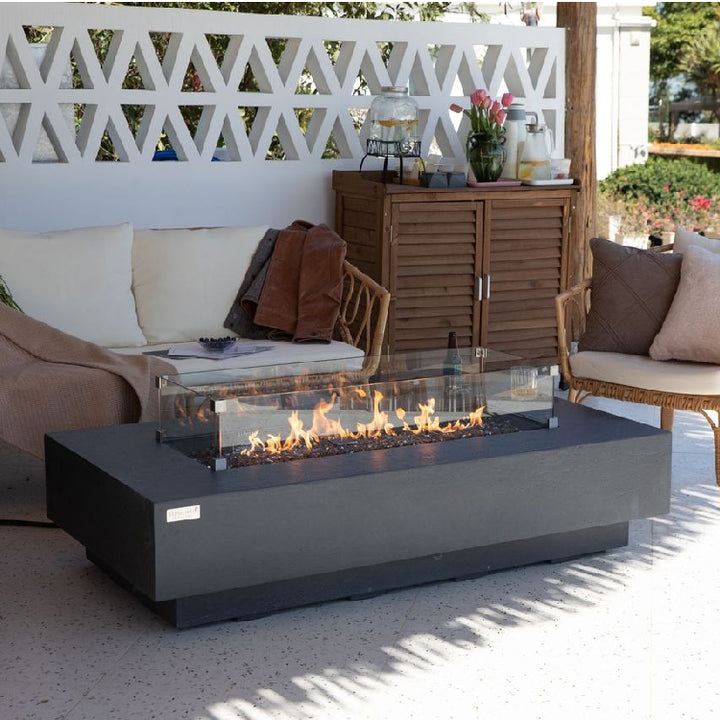 Elementi Plus Positano Fire Pit Table with Wind Screen