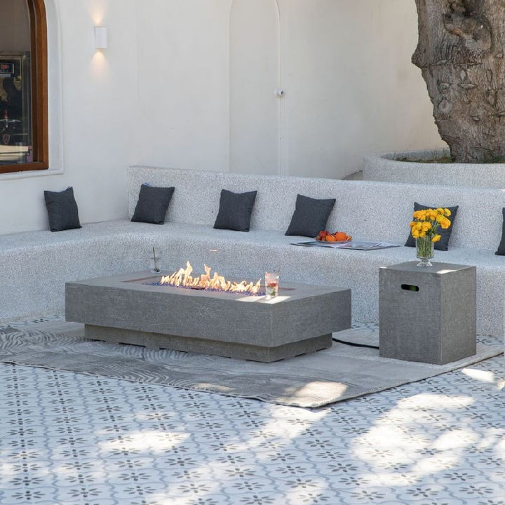 Elememti Plus Riviera Fire Pit Table and coordinating Propane tank cover