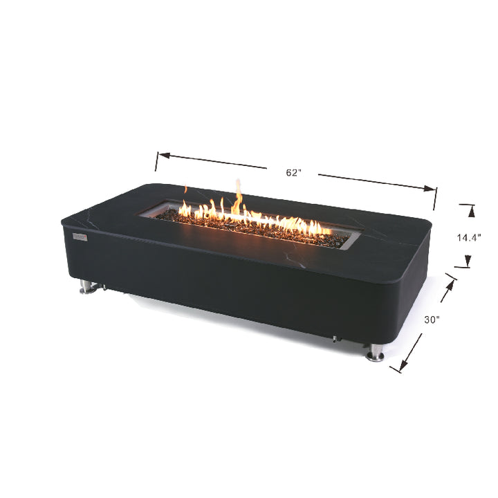 Elementi Plus Valencia Porcelain Top fire Pit coffee table OFP102BB specificaionts