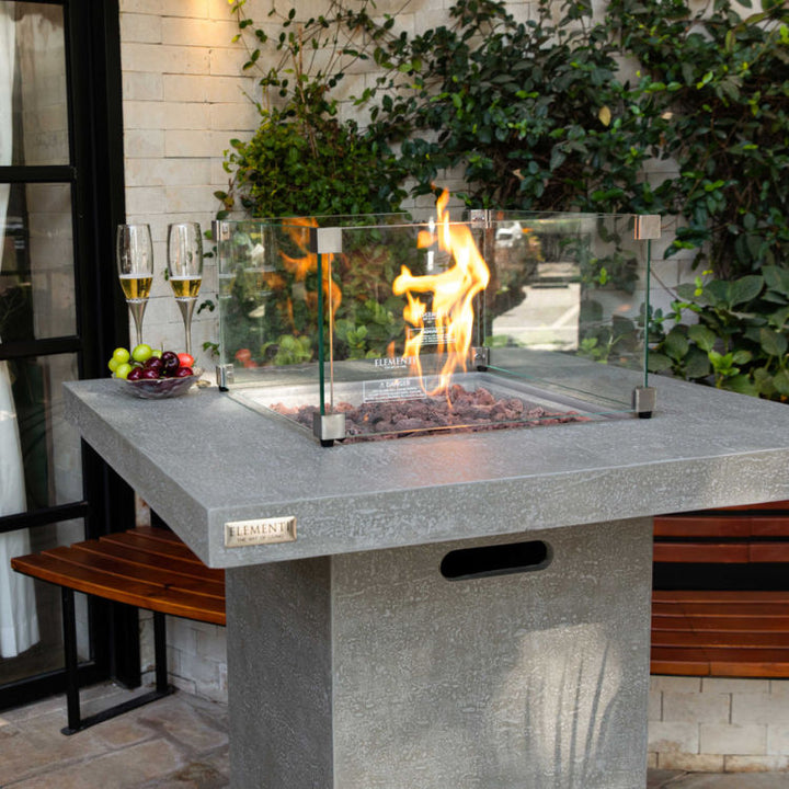 Elementi Montreal Fire Pit Bar Table - Light Gray - Burning