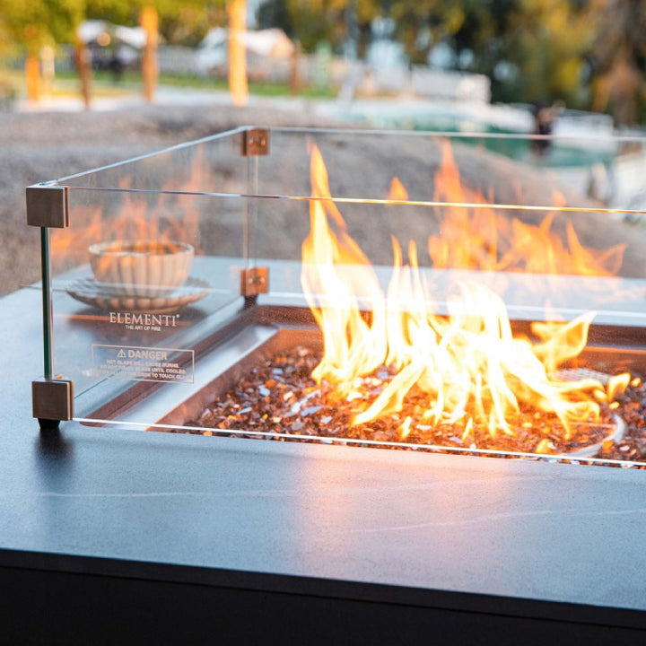 Elementi Plus Copenhagen Marble Porcelain Fire Table - Bronze Fire Glass