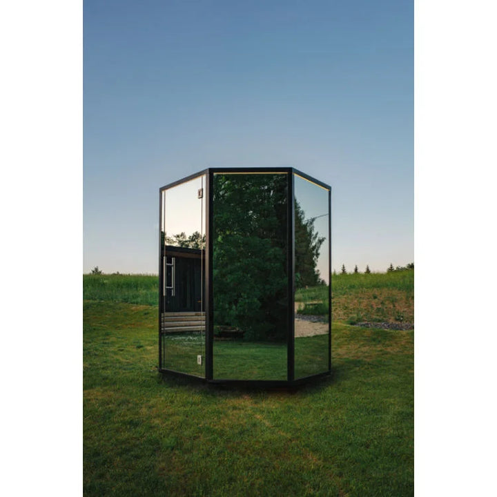 Haljas House Single Luxury Sauna - Glass Mirror Reflects Landscape