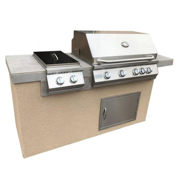 Kokomo Grills Antigua 6 Ft BBQ Island with 4 Burner Built-In Grill and Double Side Burner