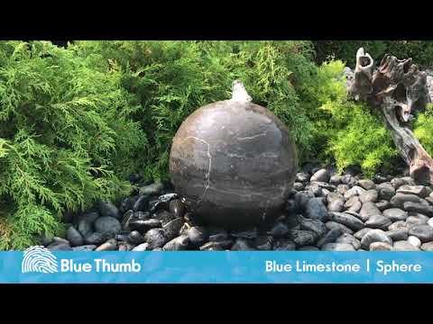  Blue Thumb - 16" Blue Limestone Sphere Fountain Kit --video