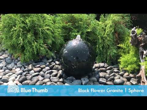 Blue Thumb - 16" Black Flower Granite Sphere Fountain Kit- video