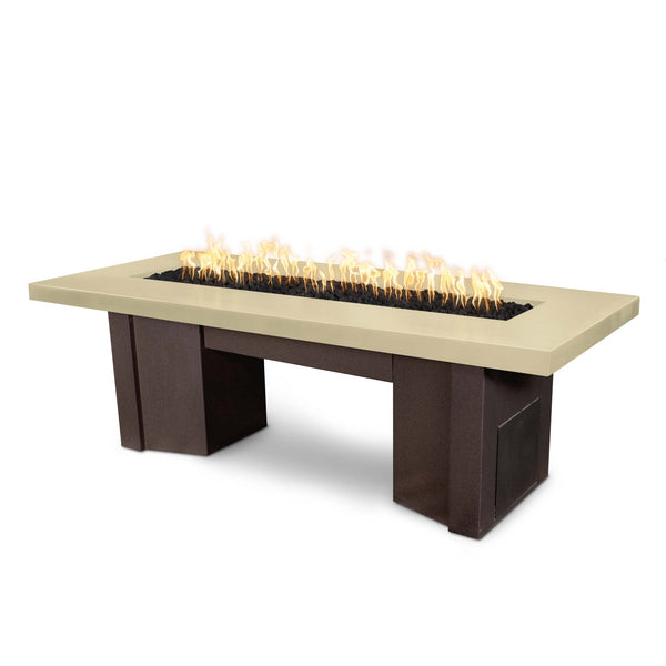 The Outdoor Plus - Alameda Fire Pit Dining Table - Java Metal Base with Your Choice of Concrete Top (60", 78")