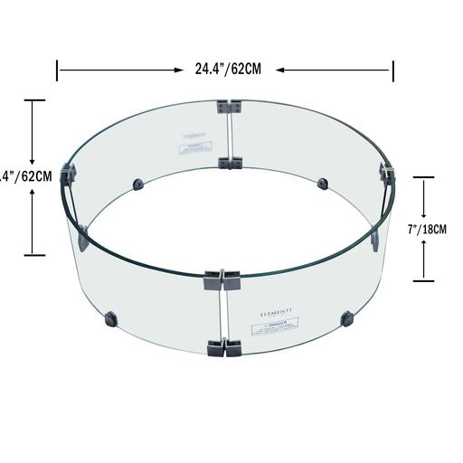 Elementi Round Fire Pit Wind Screen with Dimensions