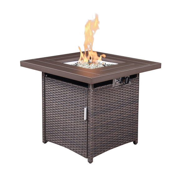 Wicker Fire Pit Table - 28", Brown