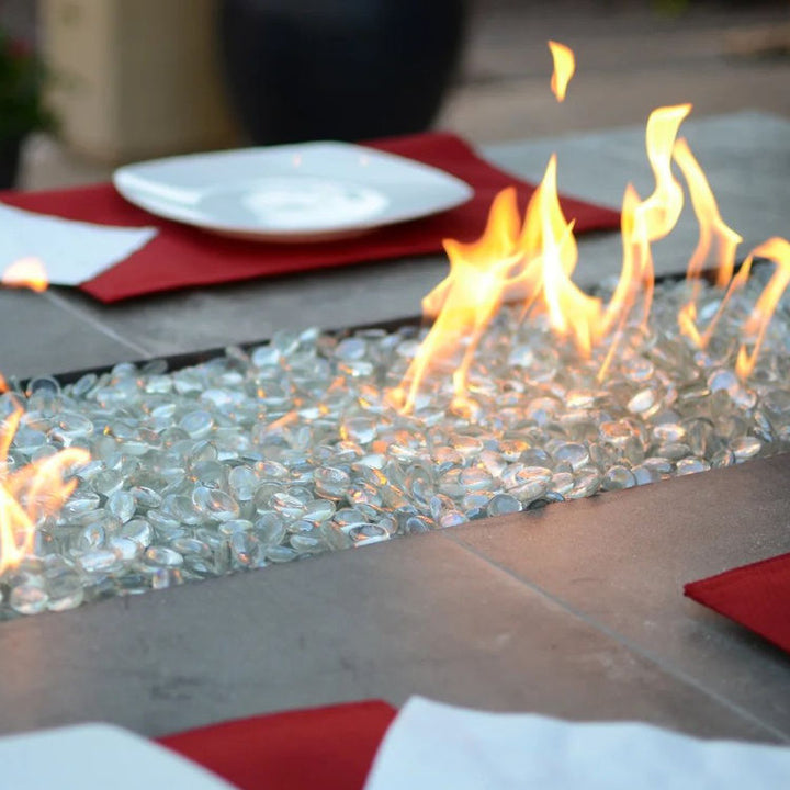 Kokomo Grills Entertainer Bar Fire Pit Table - Close up with Fire Glass