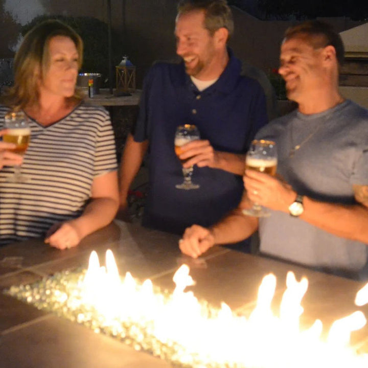 Kokomo Grills Entertainer Bar Fire Pit Table - Guests Enjoying at Night