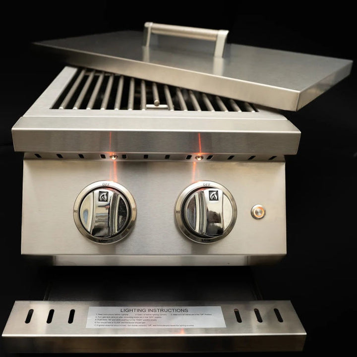 Kokomo Grills Professional Double Side Burner with Lid and Drip Tray