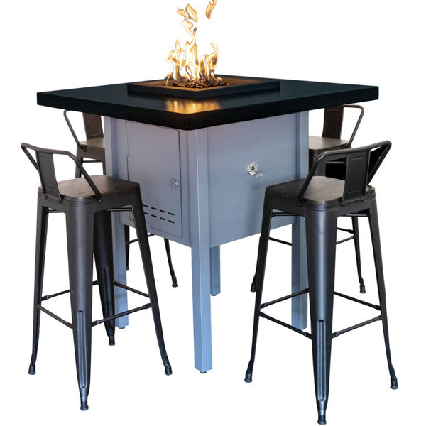 The Outdoor Plus Monterey Fire Pit Table - Gray - with Br Stools